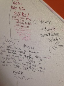Graffiti from the ladies room at the Buckhorn. Classy